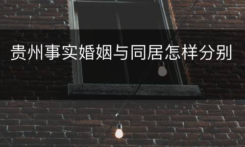 贵州事实婚姻与同居怎样分别