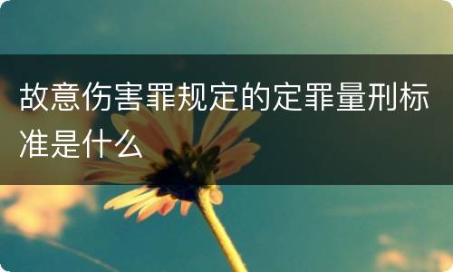 故意伤害罪规定的定罪量刑标准是什么