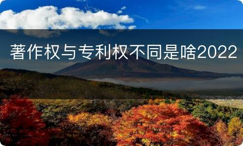 著作权与专利权不同是啥2022