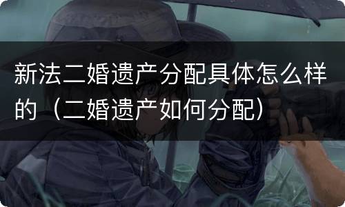 新法二婚遗产分配具体怎么样的（二婚遗产如何分配）