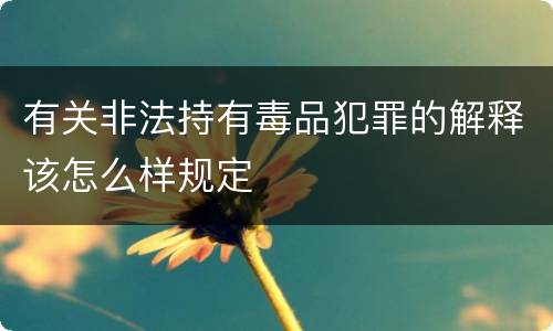 有关非法持有毒品犯罪的解释该怎么样规定