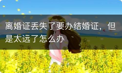 离婚证丢失了要办结婚证，但是太远了怎么办