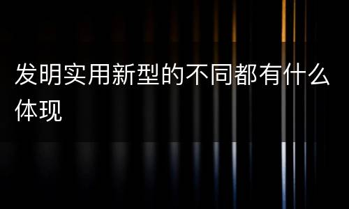 发明实用新型的不同都有什么体现