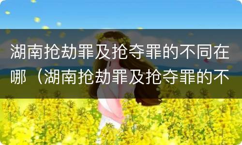 湖南抢劫罪及抢夺罪的不同在哪（湖南抢劫罪及抢夺罪的不同在哪审理）