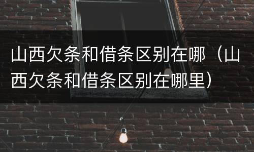 山西欠条和借条区别在哪（山西欠条和借条区别在哪里）
