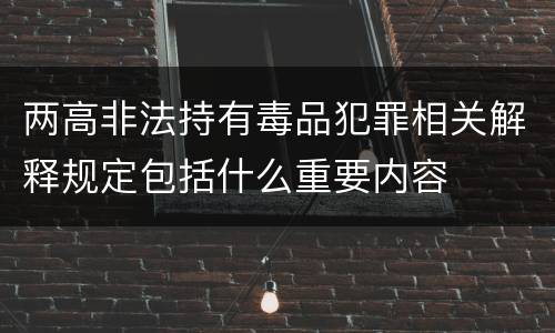 两高非法持有毒品犯罪相关解释规定包括什么重要内容