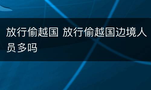放行偷越国 放行偷越国边境人员多吗