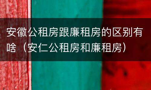 安徽公租房跟廉租房的区别有啥（安仁公租房和廉租房）