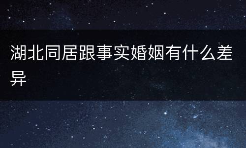 湖北同居跟事实婚姻有什么差异