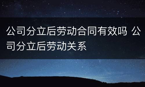 公司分立后劳动合同有效吗 公司分立后劳动关系