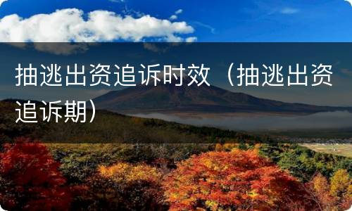 抽逃出资追诉时效（抽逃出资追诉期）