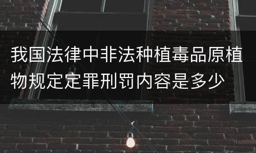 我国法律中非法种植毒品原植物规定定罪刑罚内容是多少