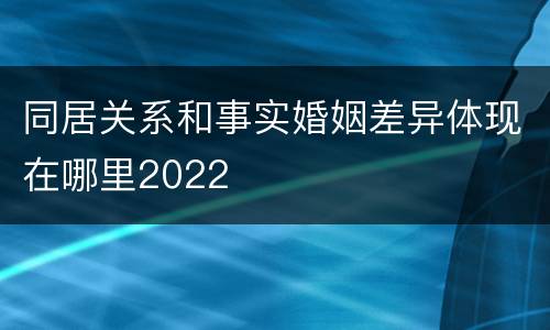 同居关系和事实婚姻差异体现在哪里2022