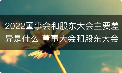 2022董事会和股东大会主要差异是什么 董事大会和股东大会的区别