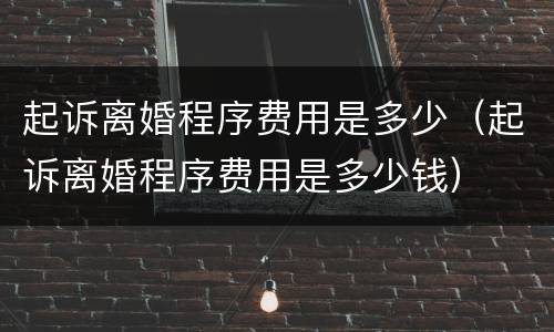 起诉离婚程序费用是多少（起诉离婚程序费用是多少钱）