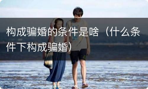 构成骗婚的条件是啥（什么条件下构成骗婚）