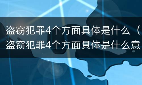盗窃犯罪4个方面具体是什么（盗窃犯罪4个方面具体是什么意思）