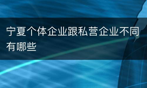 宁夏个体企业跟私营企业不同有哪些