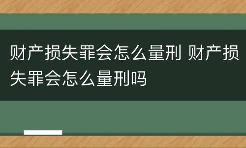 财产损失罪会怎么量刑 财产损失罪会怎么量刑吗