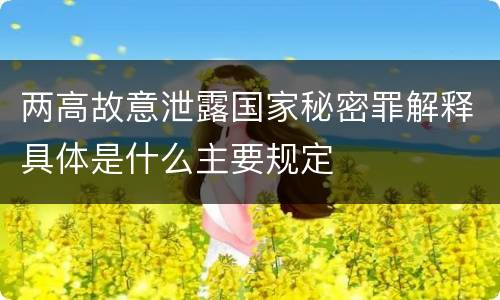 两高故意泄露国家秘密罪解释具体是什么主要规定