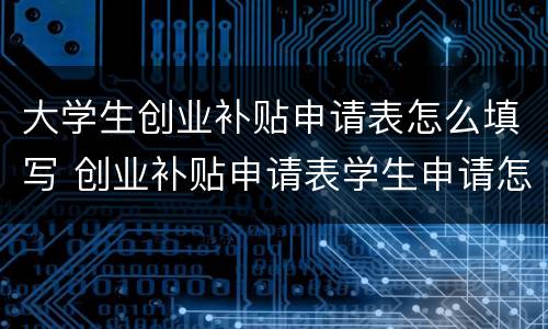 大学生创业补贴申请表怎么填写 创业补贴申请表学生申请怎么写