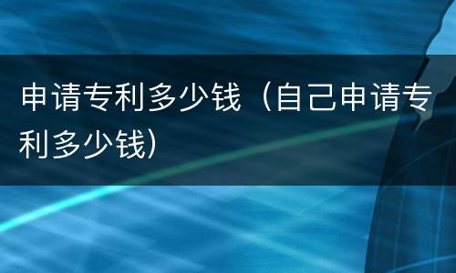 申请专利多少钱（自己申请专利多少钱）