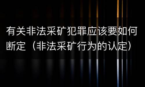 有关非法采矿犯罪应该要如何断定（非法采矿行为的认定）