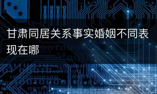 甘肃同居关系事实婚姻不同表现在哪