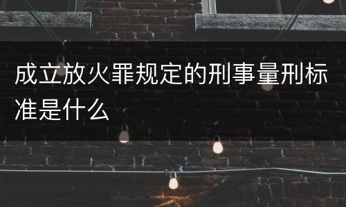 成立放火罪规定的刑事量刑标准是什么