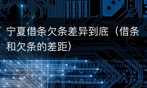 宁夏借条欠条差异到底（借条和欠条的差距）