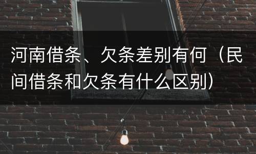 河南借条、欠条差别有何（民间借条和欠条有什么区别）