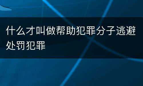 什么才叫做帮助犯罪分子逃避处罚犯罪