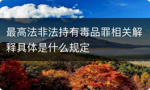 最高法非法持有毒品罪相关解释具体是什么规定