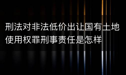 刑法对非法低价出让国有土地使用权罪刑事责任是怎样
