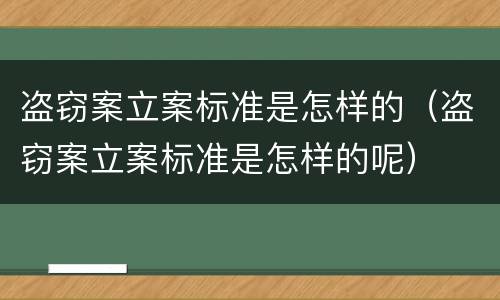 盗窃案立案标准是怎样的（盗窃案立案标准是怎样的呢）