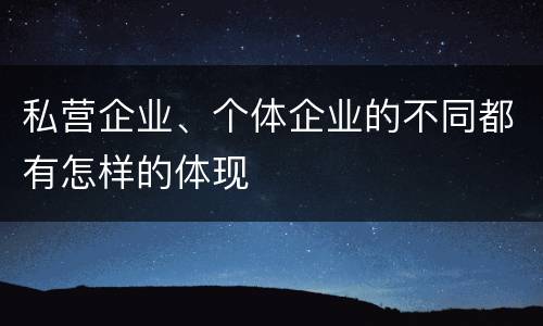 私营企业、个体企业的不同都有怎样的体现
