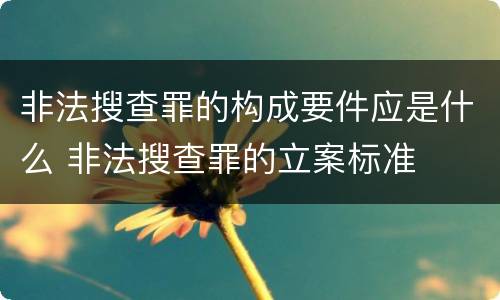 非法搜查罪的构成要件应是什么 非法搜查罪的立案标准