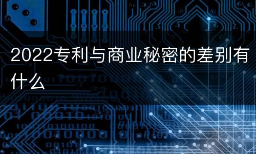 2022专利与商业秘密的差别有什么