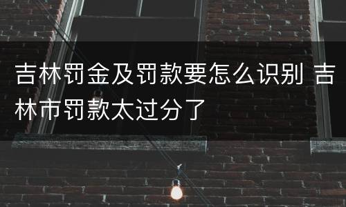 吉林罚金及罚款要怎么识别 吉林市罚款太过分了
