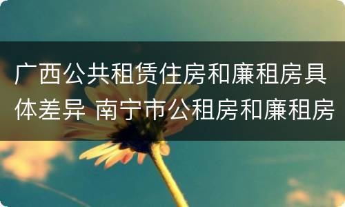 广西公共租赁住房和廉租房具体差异 南宁市公租房和廉租房的区别
