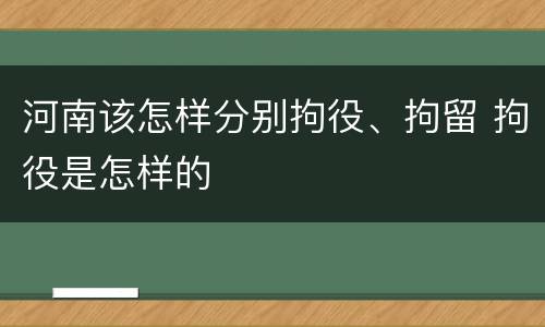 河南该怎样分别拘役、拘留 拘役是怎样的