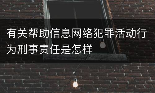 有关帮助信息网络犯罪活动行为刑事责任是怎样