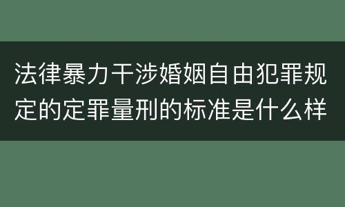 法律暴力干涉婚姻自由犯罪规定的定罪量刑的标准是什么样的