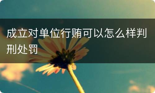 成立对单位行贿可以怎么样判刑处罚