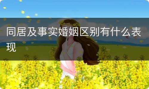 同居及事实婚姻区别有什么表现