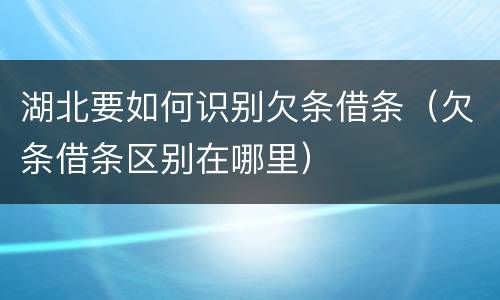 湖北要如何识别欠条借条（欠条借条区别在哪里）