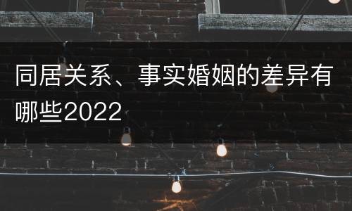 同居关系、事实婚姻的差异有哪些2022