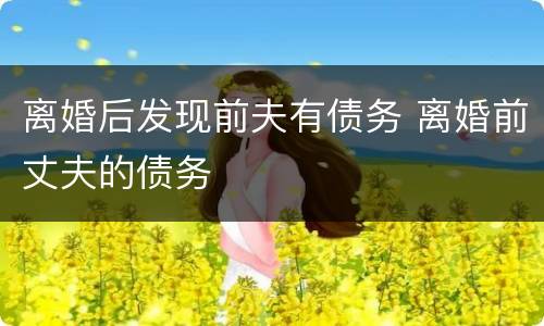 离婚后发现前夫有债务 离婚前丈夫的债务