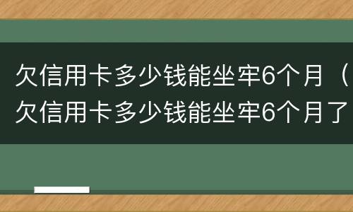 欠信用卡多少钱能坐牢6个月（欠信用卡多少钱能坐牢6个月了）