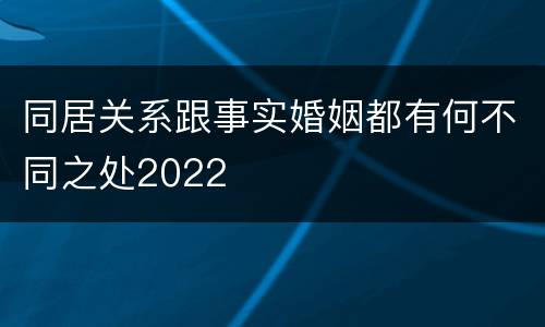 同居关系跟事实婚姻都有何不同之处2022